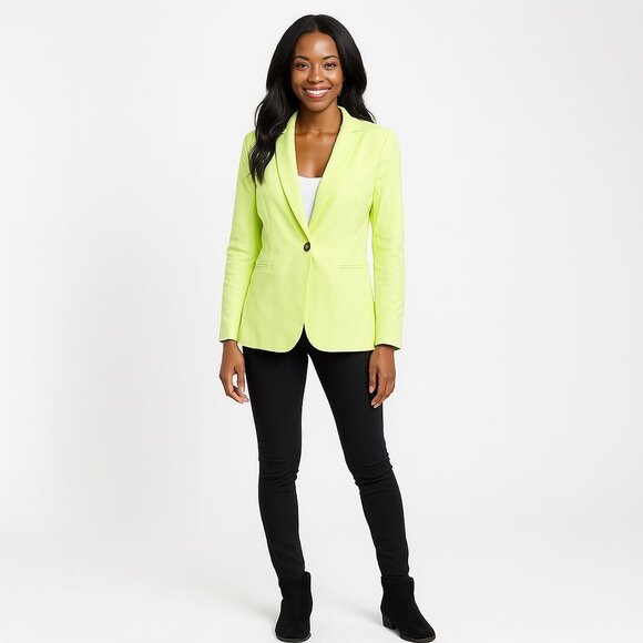 J Crew Neon Yellow Blazer Womens Size 6 Linen Workwear Y2K Office Street Style - Picture 5 of 11